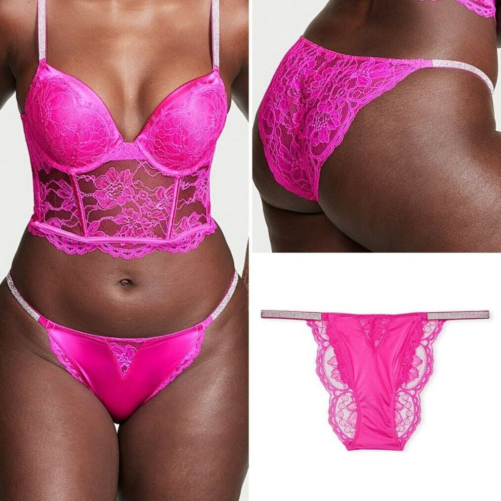 VICTORIA SECRET Micro Lace Shine Strap Cheekini Panty Underwear